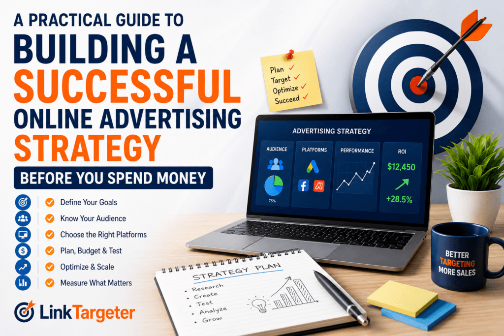 A Practical Guide to Building a Successful Online Advertising Strategy Before You Spend Money 1 Infographic illustrating key steps to build a successful online advertising strategy