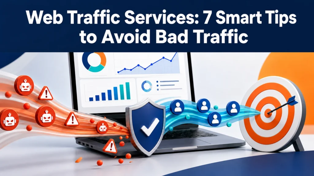 Website traffic analytics filtering bad bot traffic and directing quality visitors toward a target