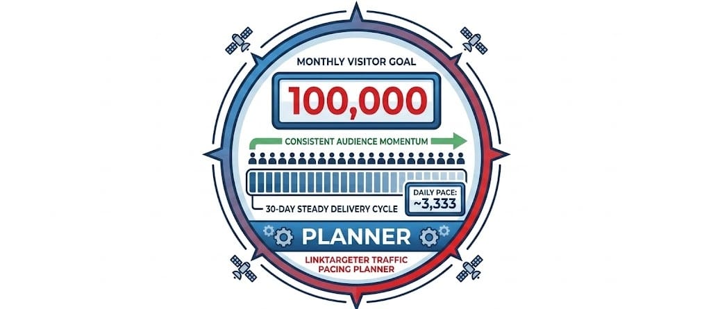 traffic pacing calculator and campaign planning graphic linktargeter 100k visitors